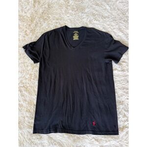 Polo Ralph Lauren Black V-Neck T-Shirt Mens Casual Classic Pony‎ Logo Top